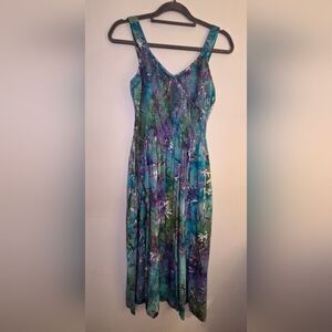 LOST RIVER CLOTHING CO SMOCK TOP A LINE WATERCOLOUR DRESS W/POCKETS SzS PRELOVED